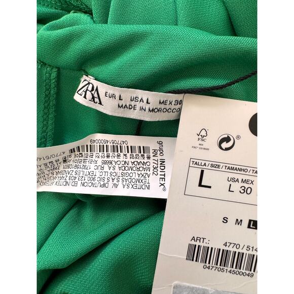 NWT ZARA Women's Green Long Sleeve Flowy Draped Dress Size L - Picture 9 of 10